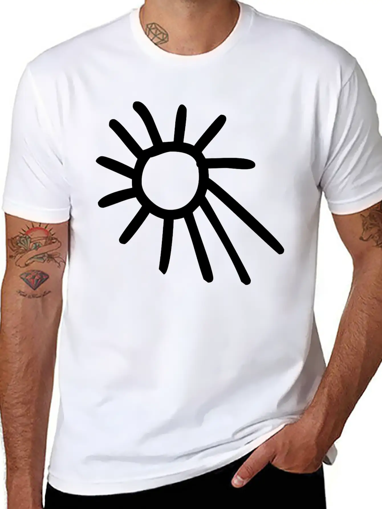 Drawing Of Sun Classic Fit Graphic Tee For Daily Comfort – Unisex Cotton Shirt