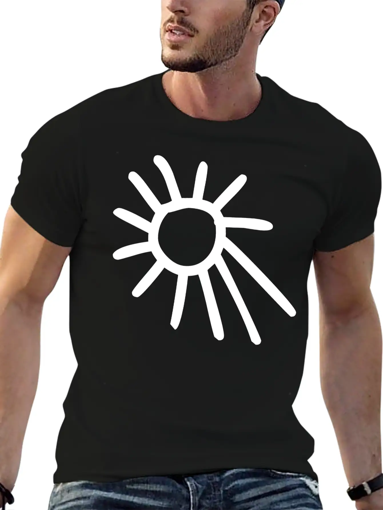Drawing Of Sun Classic Fit Graphic Tee For Daily Comfort – Unisex Cotton Shirt