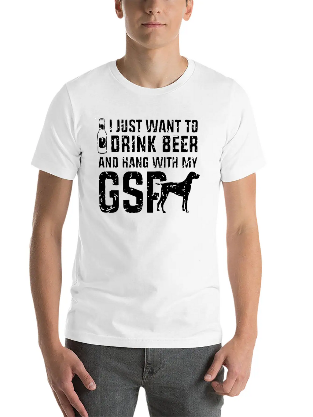 Drink Beer And Hand With My Great GSP Dog Breathable Soft Cotton T-Shirt – Timeless Casual Look