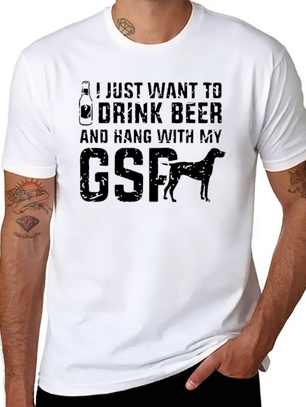 Drink Beer And Hand With My Great GSP Dog Breathable Soft Cotton T-Shirt – Timeless Casual Look