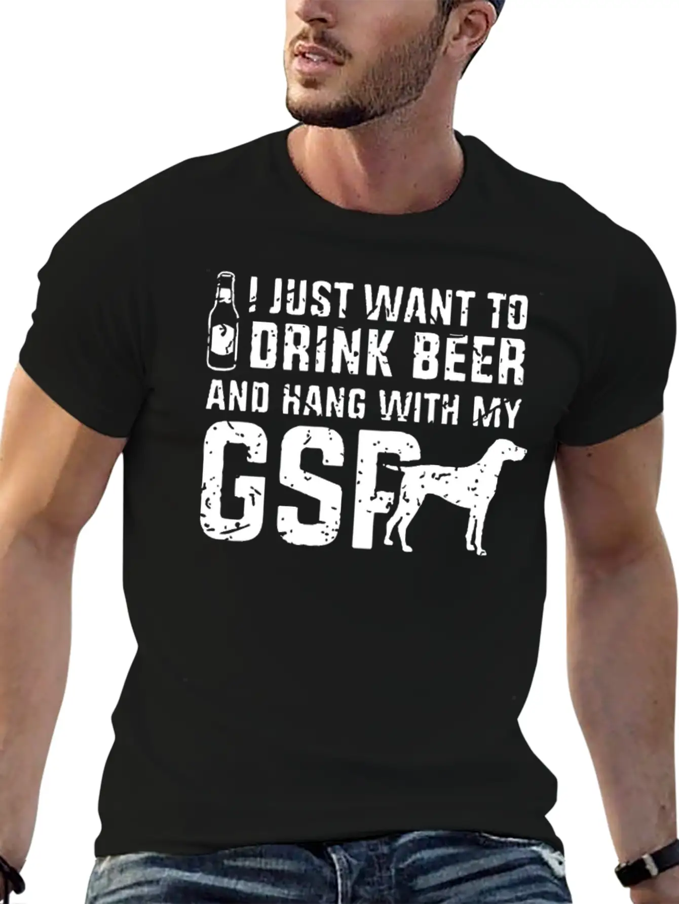 Drink Beer And Hand With My Great GSP Dog Breathable Soft Cotton T-Shirt – Timeless Casual Look