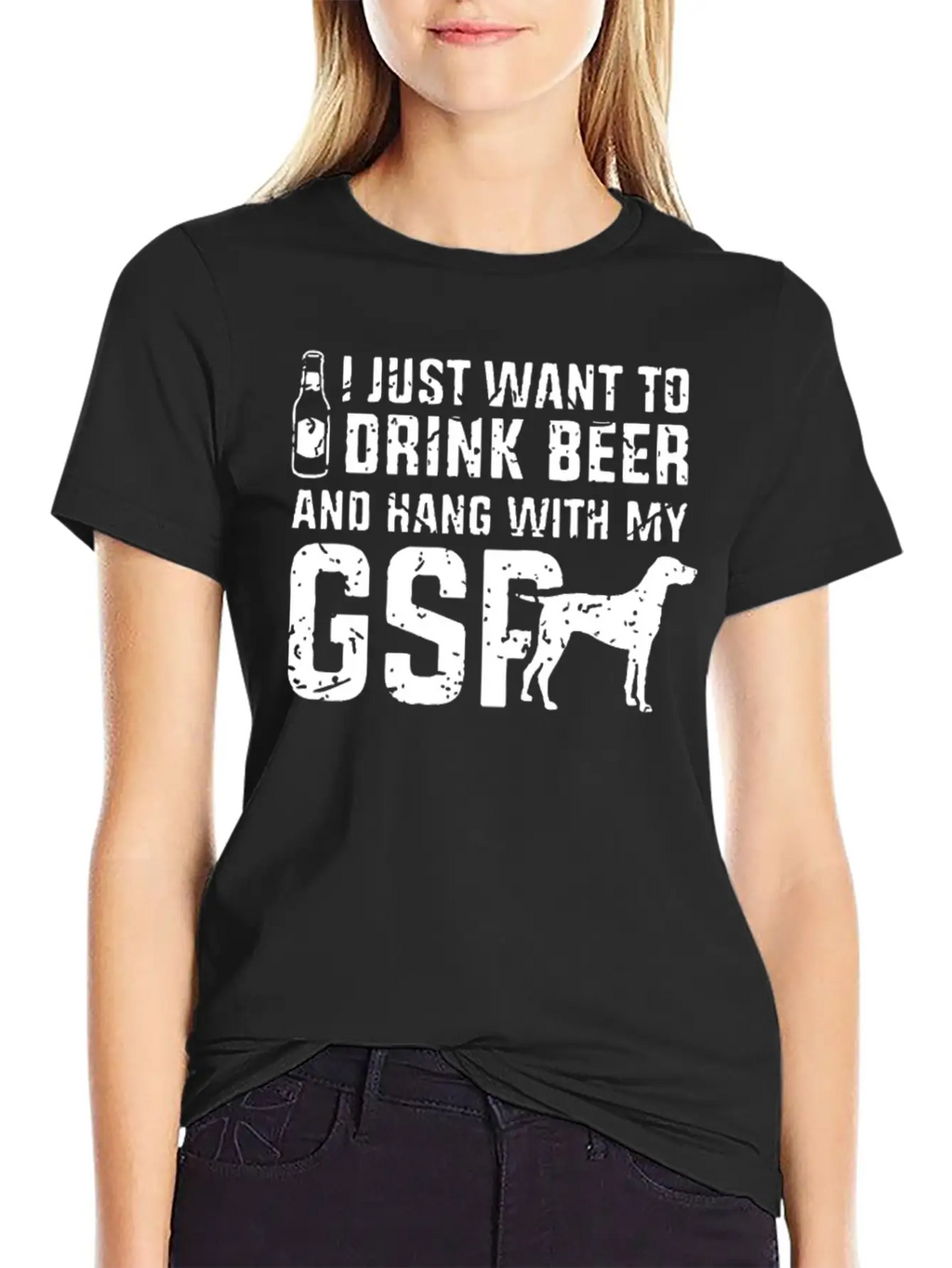 Drink Beer And Hand With My Great GSP Dog Breathable Soft Cotton T-Shirt – Timeless Casual Look