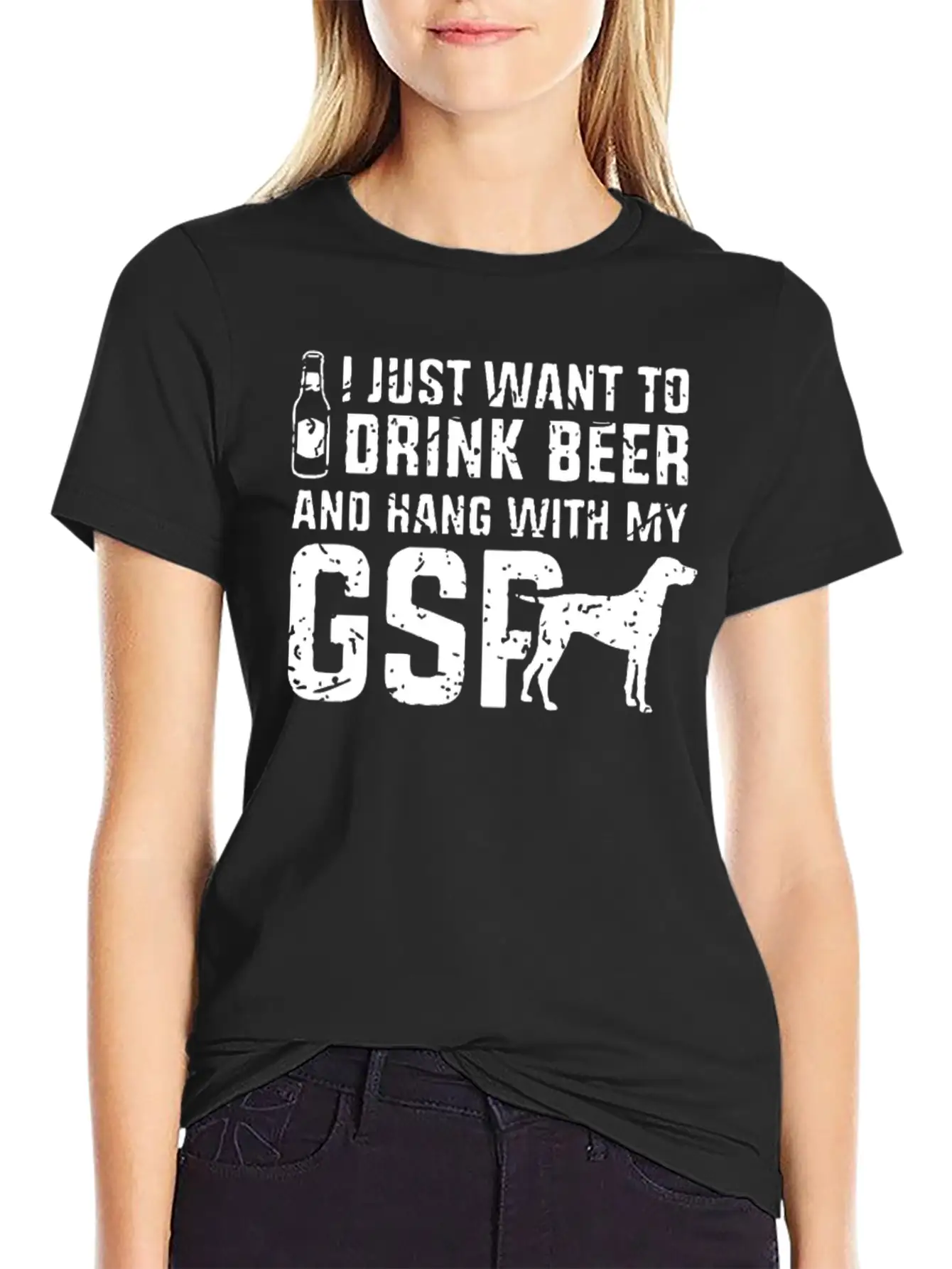 Drink Beer And Hand With My Great GSP Dog Breathable Soft Cotton T-Shirt – Timeless Casual Look