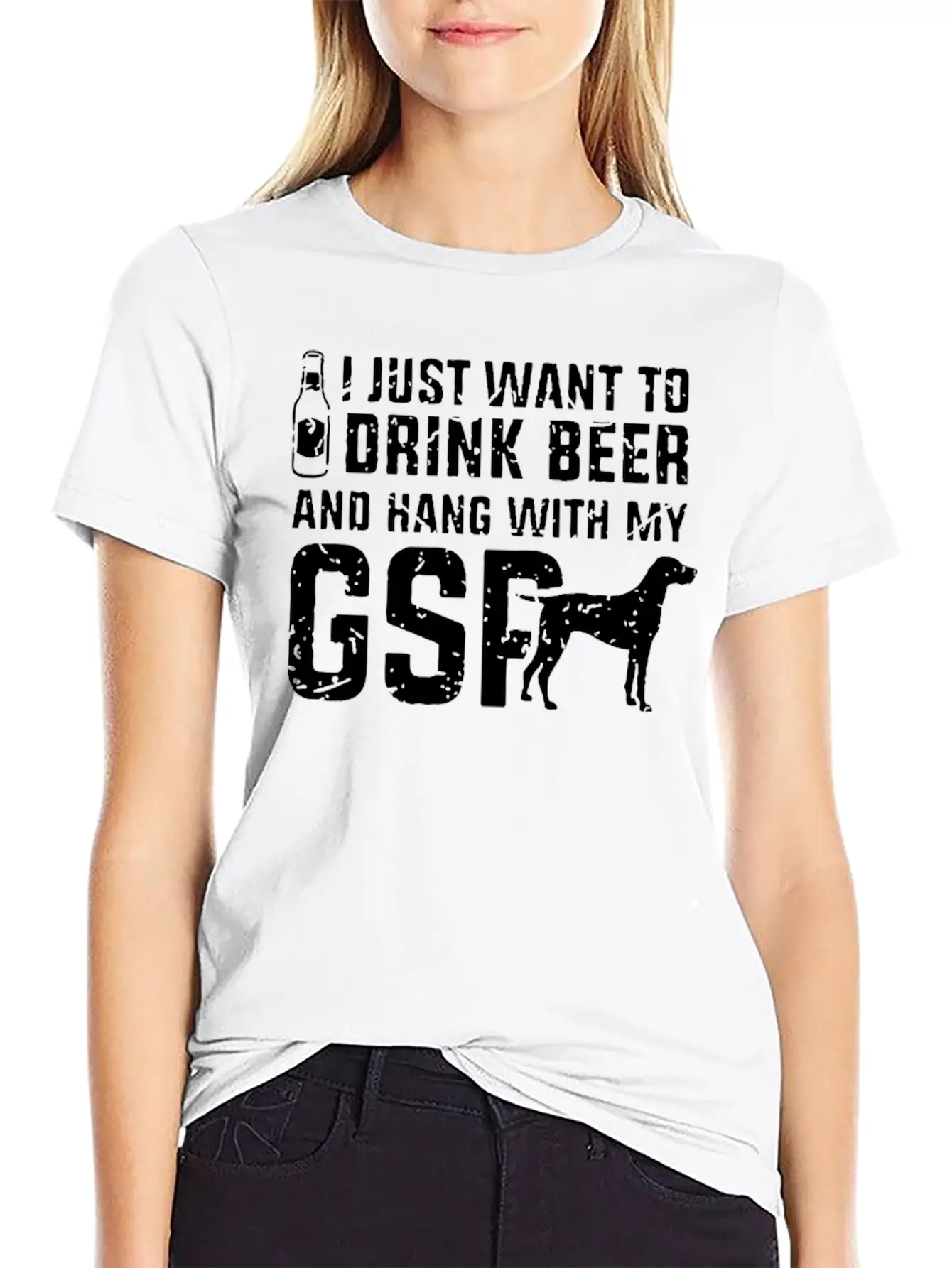 Drink Beer And Hand With My Great GSP Dog Breathable Soft Cotton T-Shirt – Timeless Casual Look