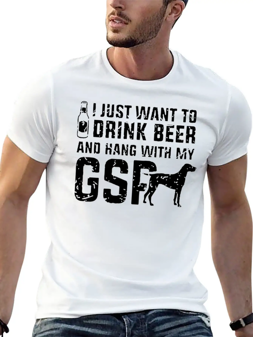 Drink Beer And Hand With My Great GSP Dog Breathable Soft Cotton T-Shirt – Timeless Casual Look