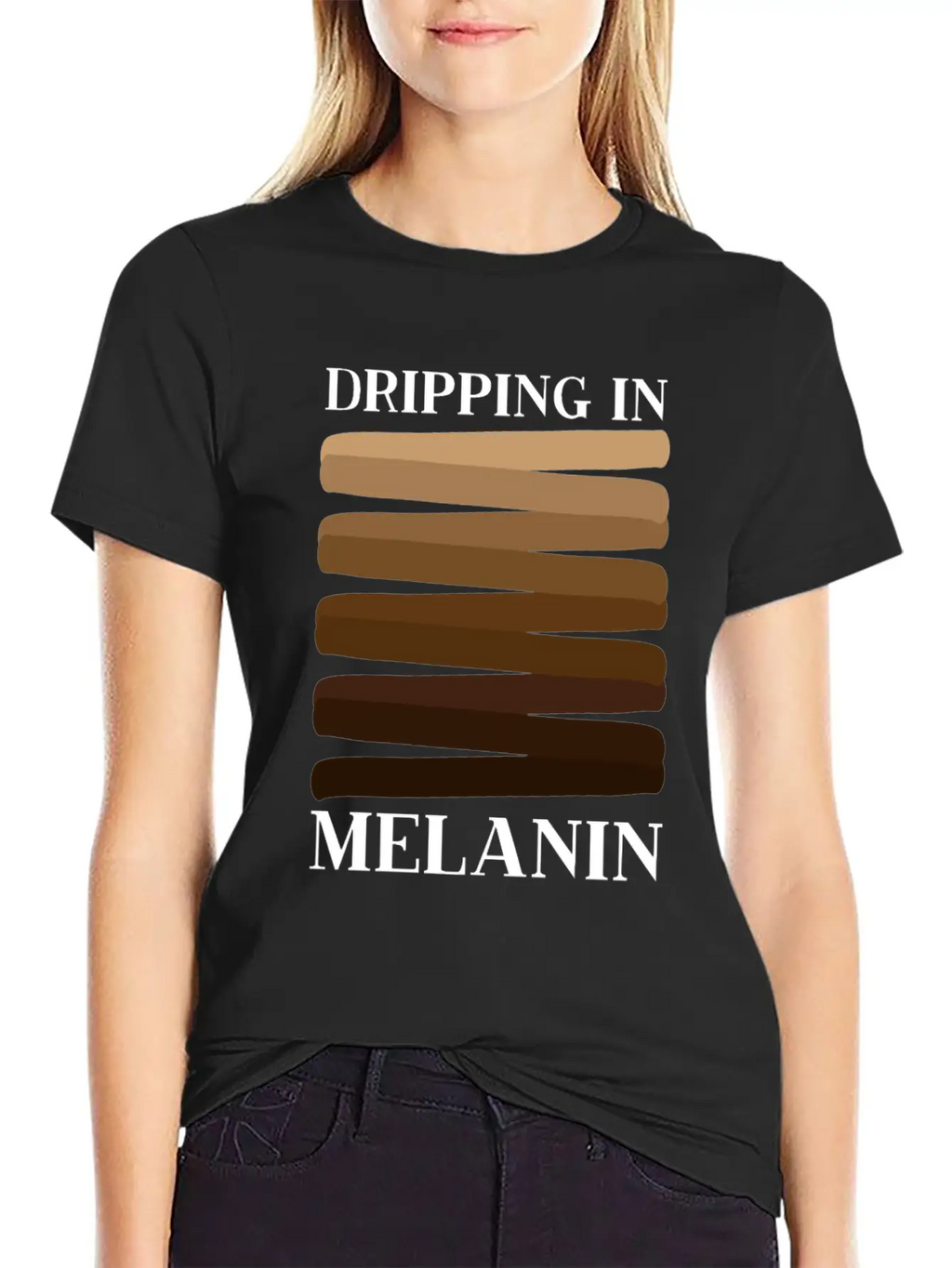 Dripping In Melanin African American Melanin Queen Unisex Short Sleeve Soft Cotton T-Shirt – Casual Everyday Wear