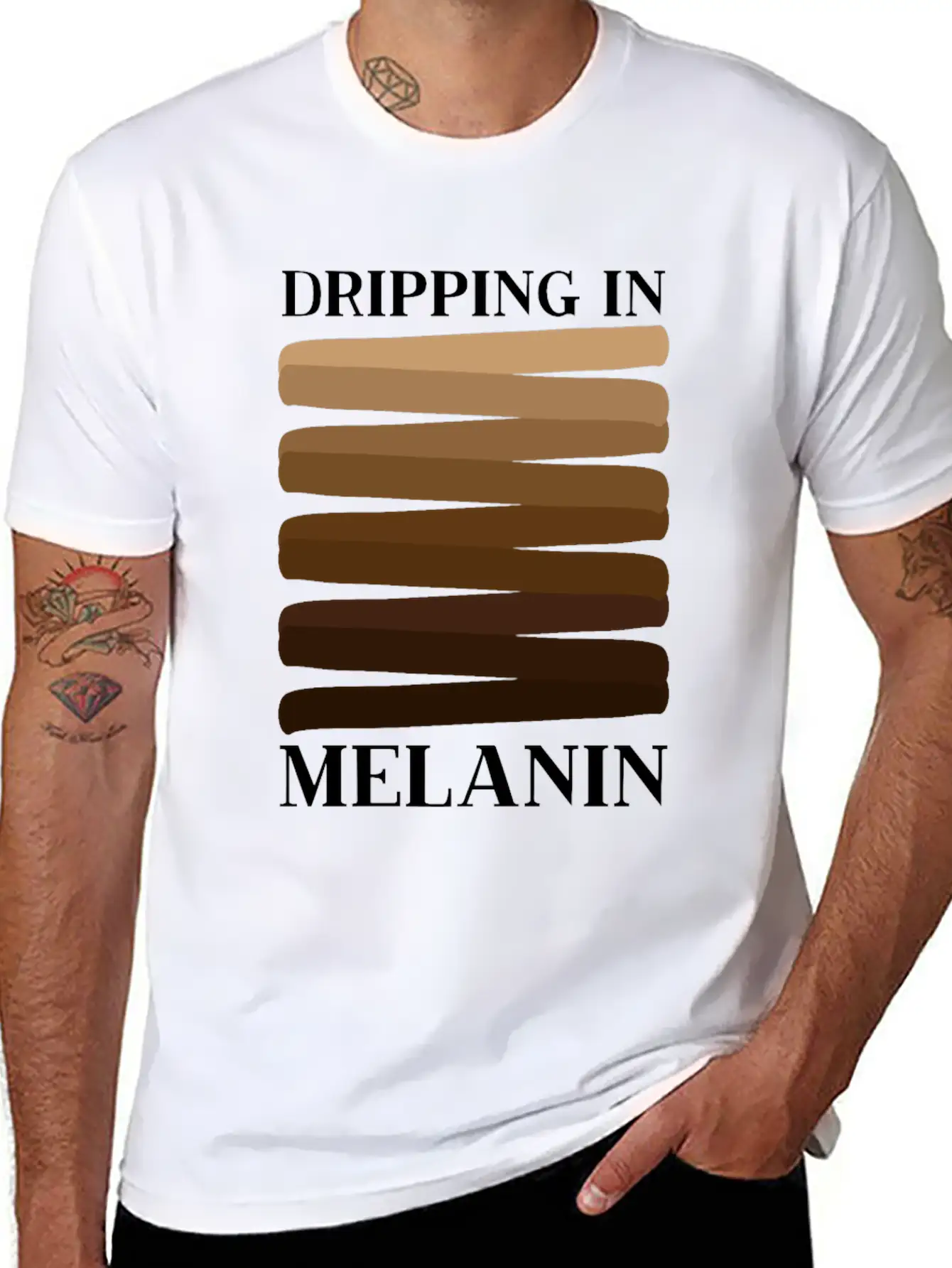 Dripping In Melanin African American Melanin Queen Unisex Short Sleeve Soft Cotton T-Shirt – Casual Everyday Wear