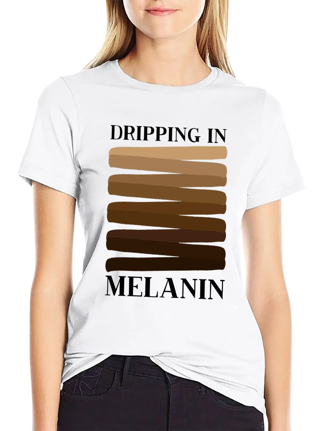 Dripping In Melanin African American Melanin Queen Unisex Short Sleeve Soft Cotton T-Shirt – Casual Everyday Wear