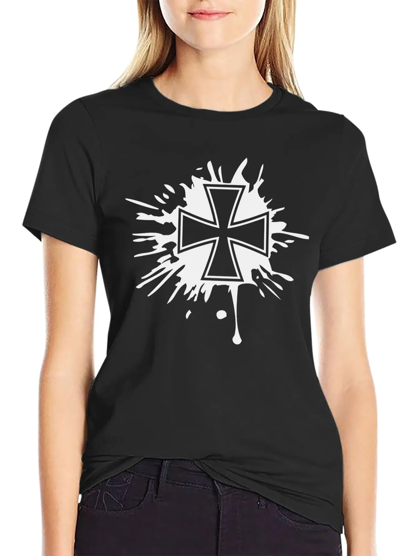 Drops Graffiti Brushstrokes Melting Germany Flag S Breathable Soft Cotton T-Shirt – Timeless Casual Look