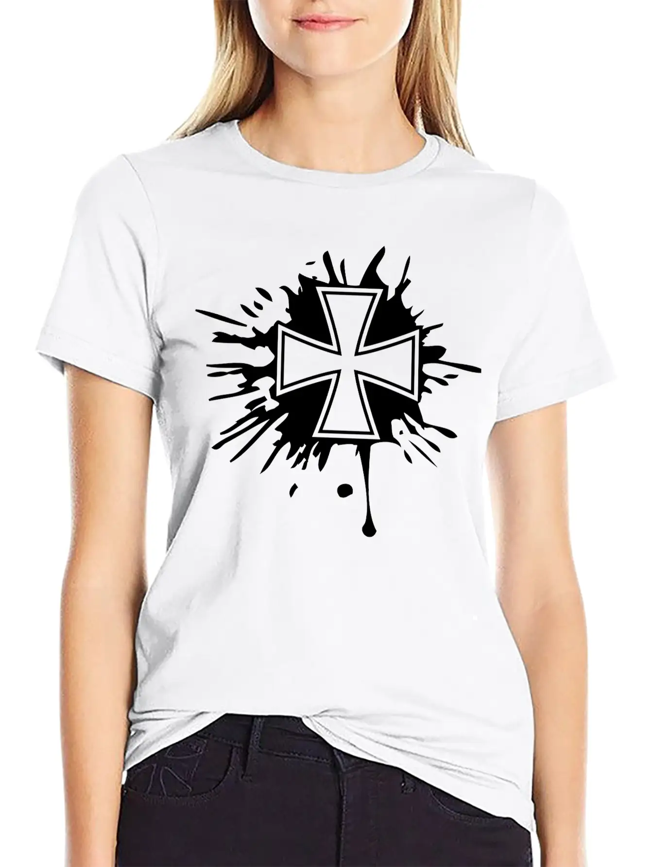 Drops Graffiti Brushstrokes Melting Germany Flag S Breathable Soft Cotton T-Shirt – Timeless Casual Look