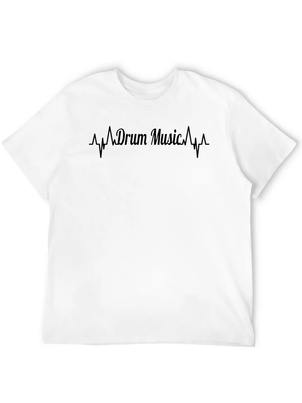 Drum Music ECG Heartline Unisex Short Sleeve Soft Cotton T-Shirt – Casual Everyday Wear