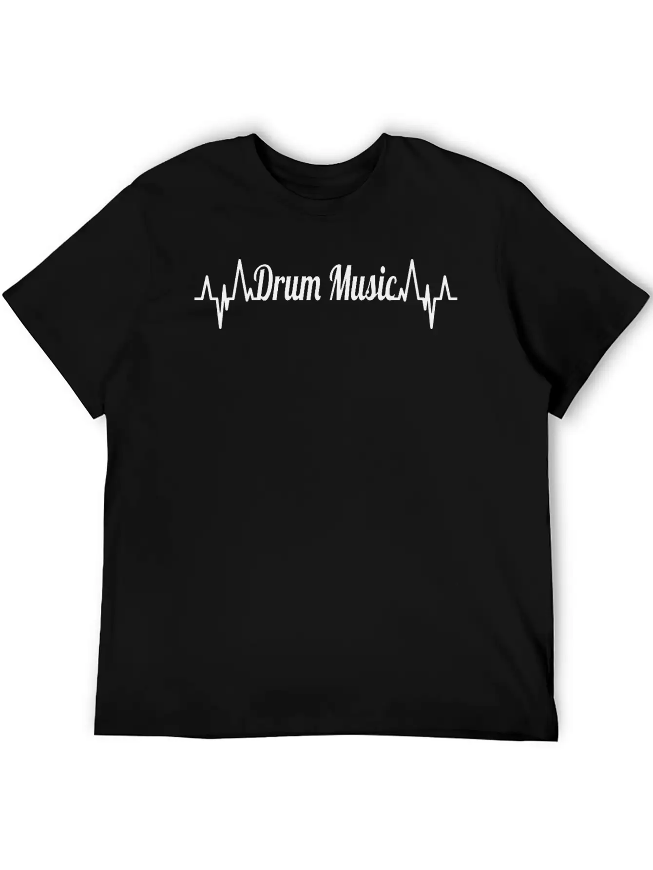 Drum Music ECG Heartline Unisex Short Sleeve Soft Cotton T-Shirt – Casual Everyday Wear