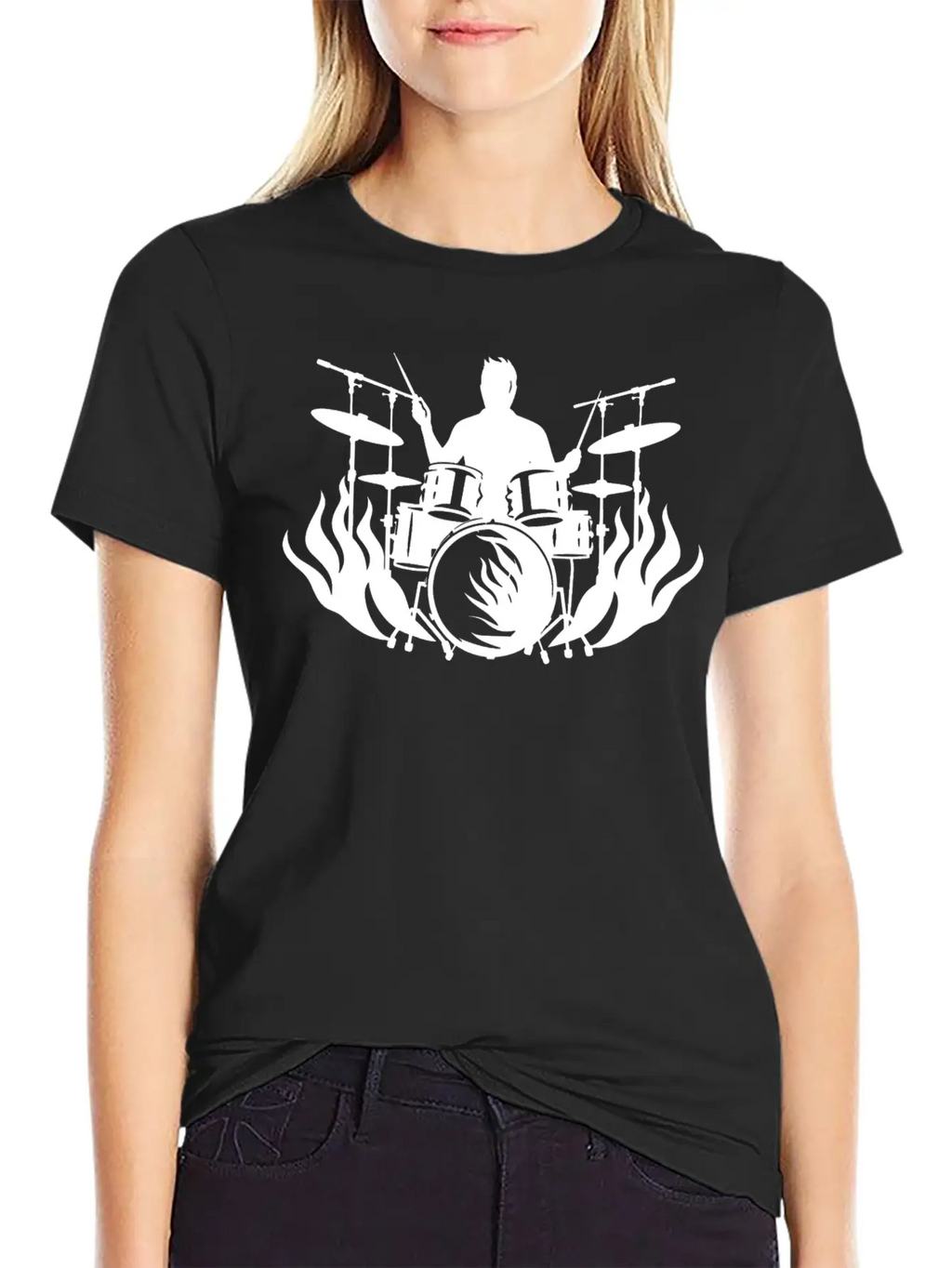 Drum Player Drawing Stylish Everyday T-Shirt – Unisex Basic Cotton Tee