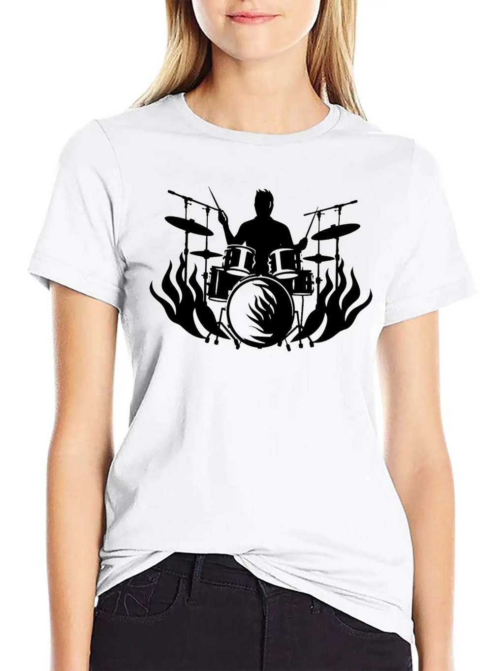 Drum Player Drawing Stylish Everyday T-Shirt – Unisex Basic Cotton Tee