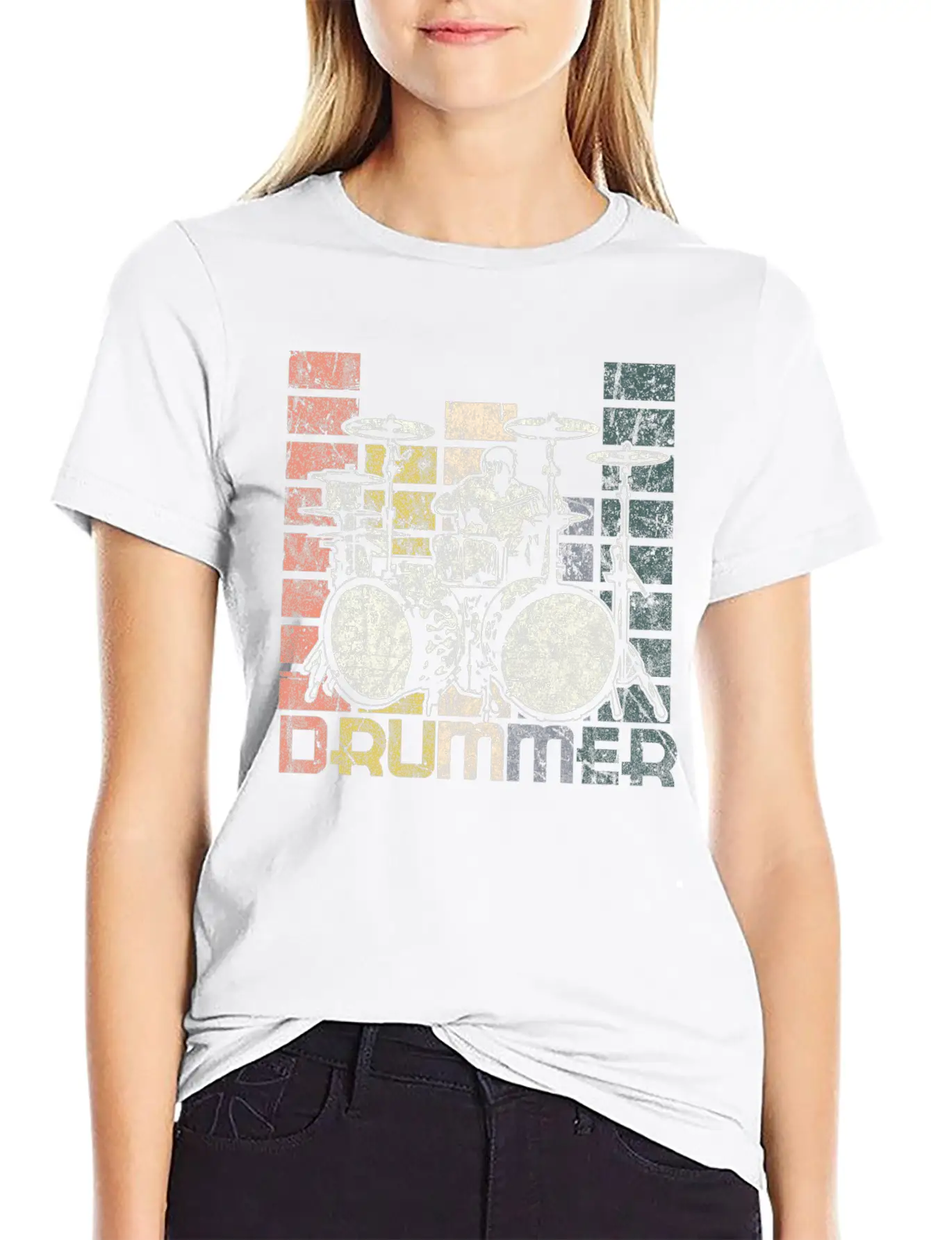 Drum Retro Unisex Casual T-Shirt – Clean Design For Daily Comfort