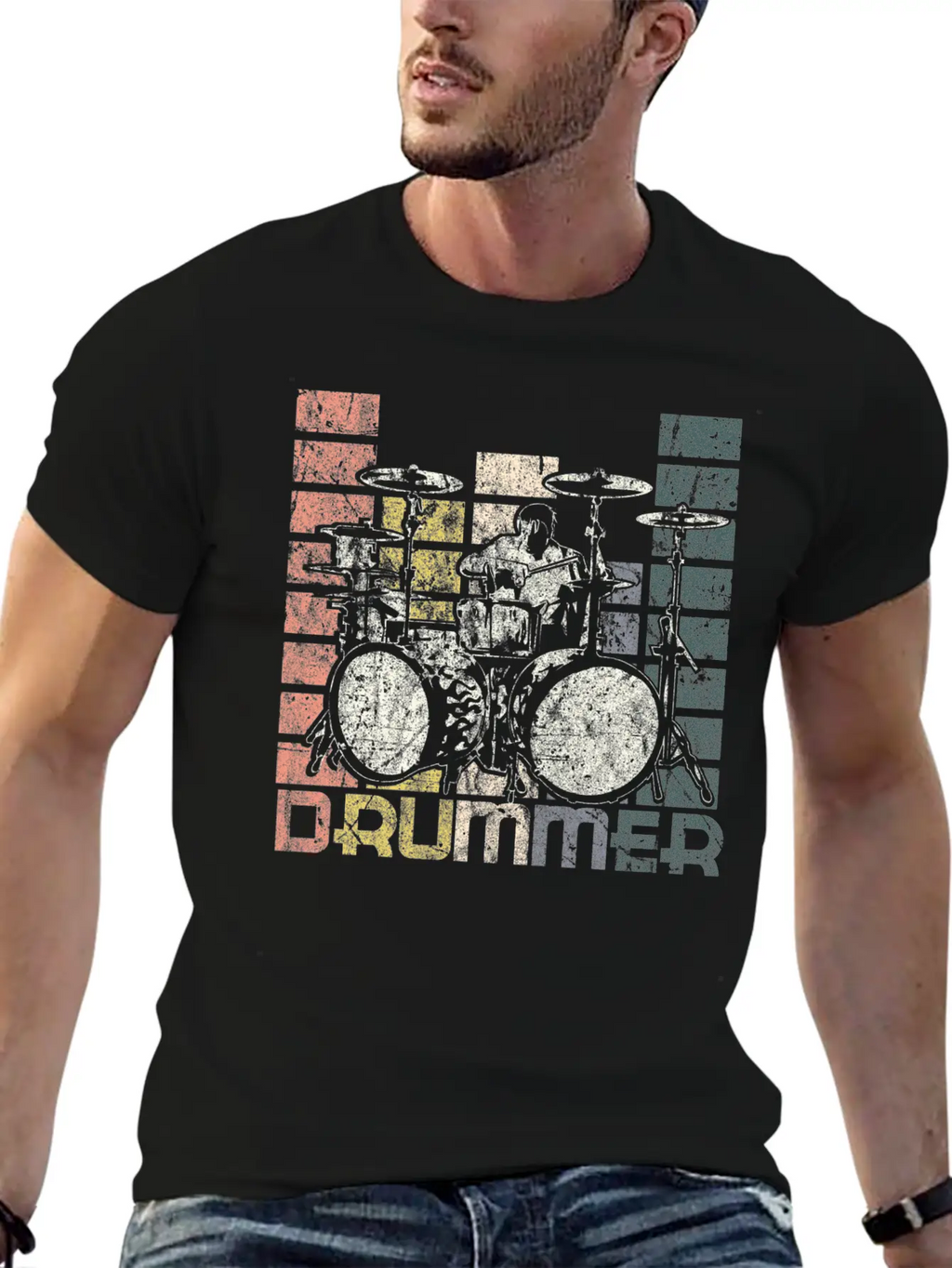 Drum Retro Unisex Casual T-Shirt – Clean Design For Daily Comfort