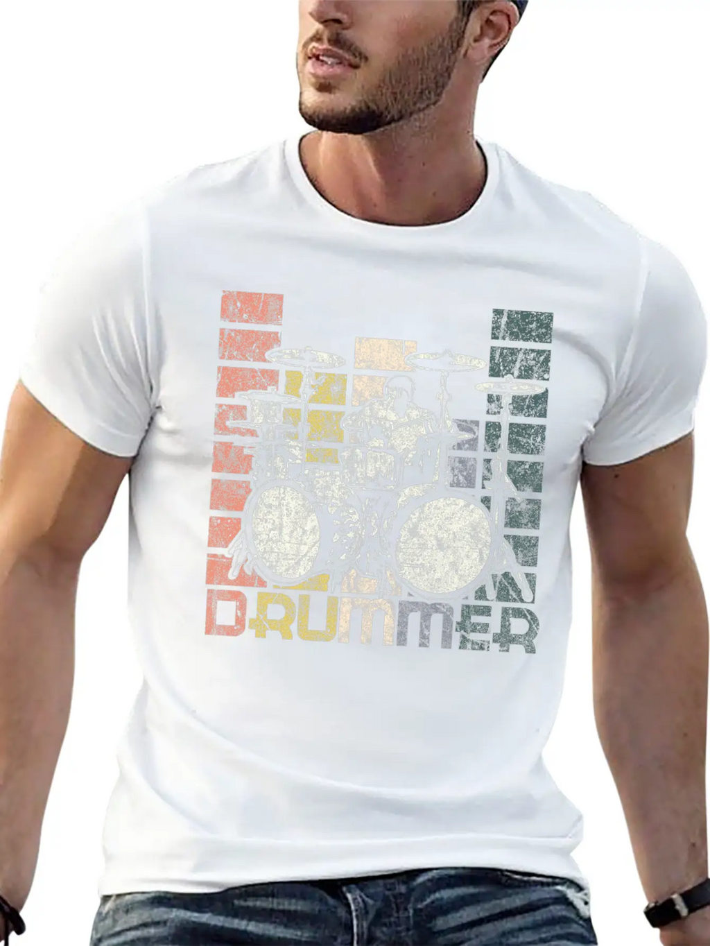 Drum Retro Unisex Casual T-Shirt – Clean Design For Daily Comfort