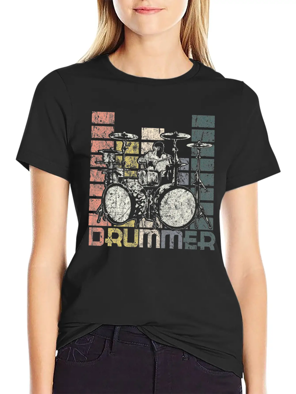 Drum Retro Unisex Casual T-Shirt – Clean Design For Daily Comfort