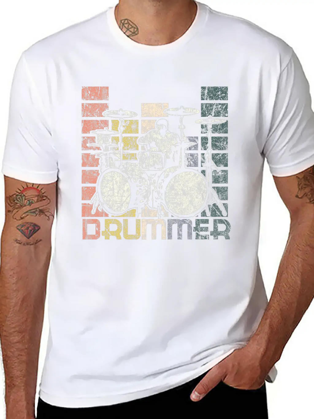Drum Retro Unisex Casual T-Shirt – Clean Design For Daily Comfort