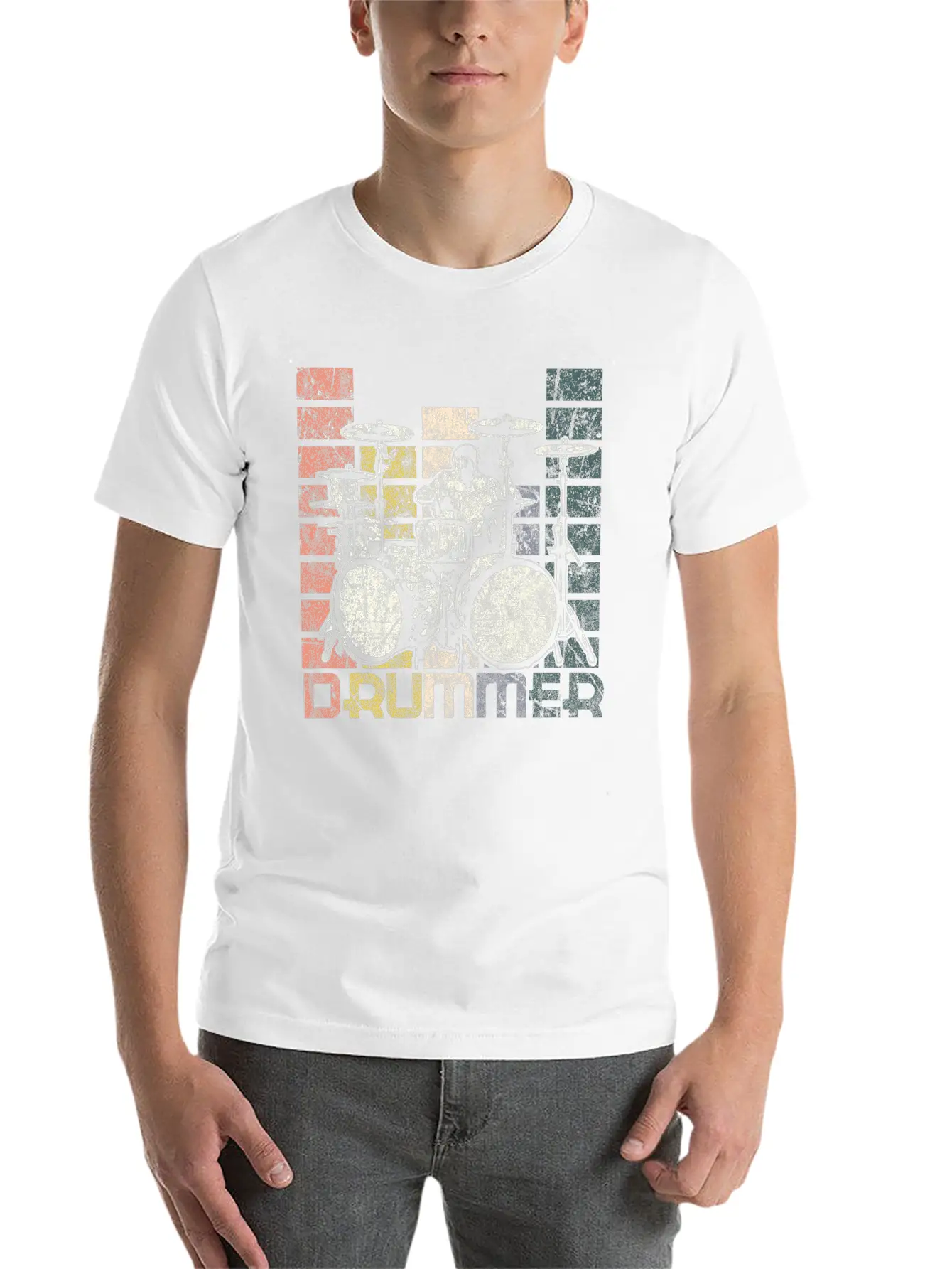 Drum Retro Unisex Casual T-Shirt – Clean Design For Daily Comfort