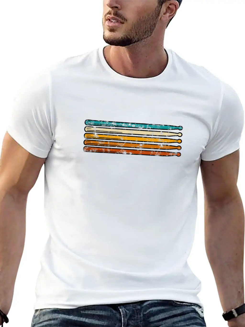 Drummer Drumsticks Drum Sticks Retro - Percussion Breathable Soft Cotton T-Shirt – Timeless Casual Look