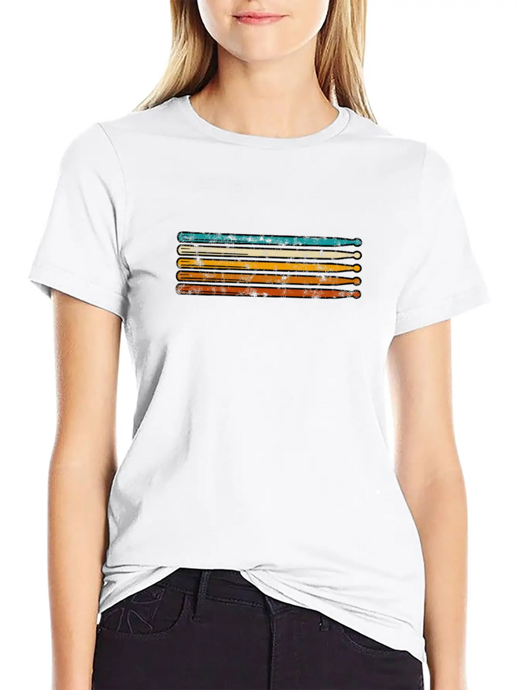 Drummer Drumsticks Drum Sticks Retro - Percussion Breathable Soft Cotton T-Shirt – Timeless Casual Look