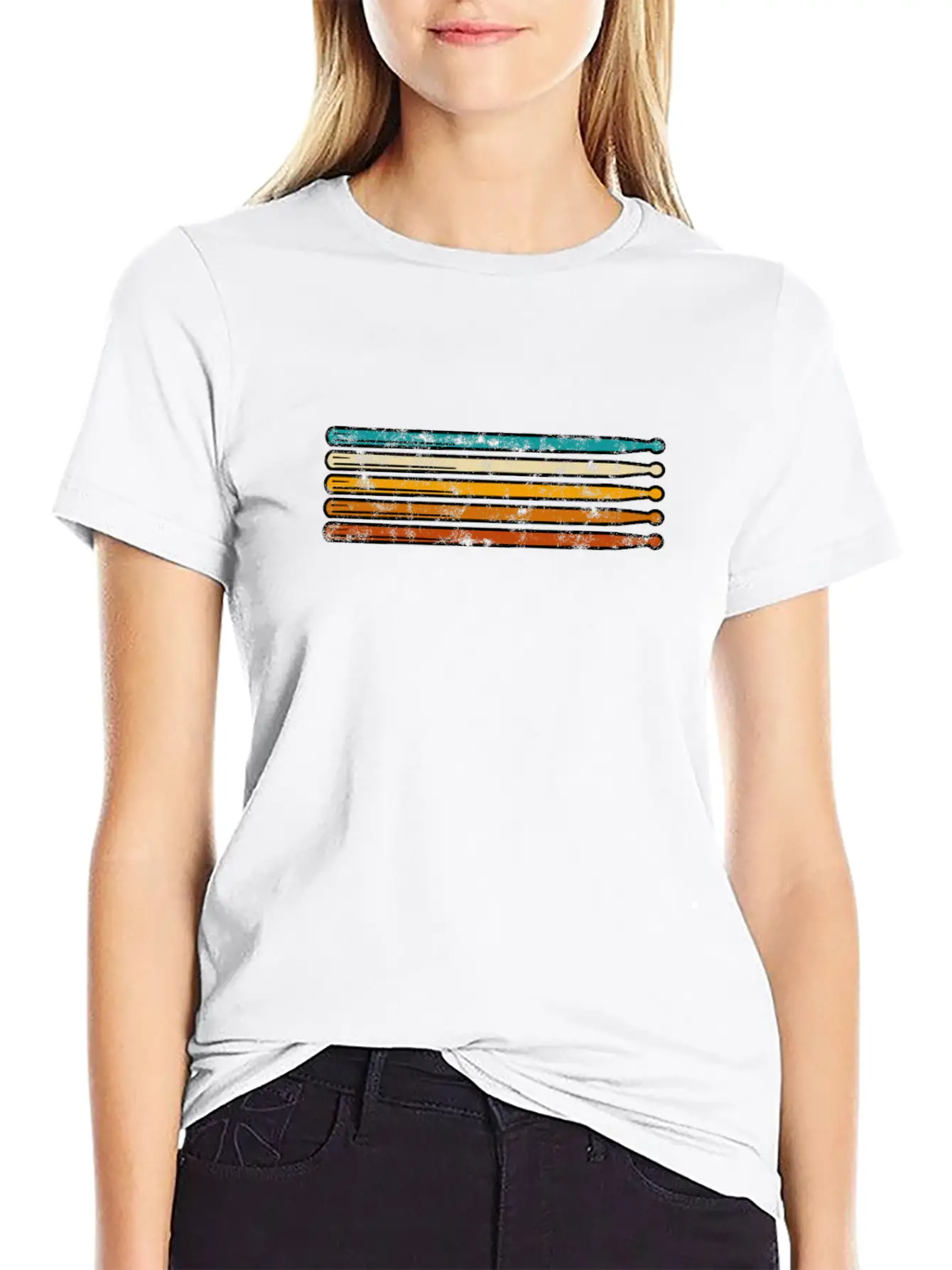 Drummer Drumsticks Drum Sticks Retro - Percussion Breathable Soft Cotton T-Shirt – Timeless Casual Look