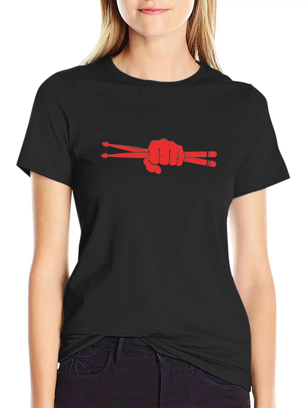Drummer Fist Drumsticks Unisex Casual T-Shirt – Clean Design For Daily Comfort