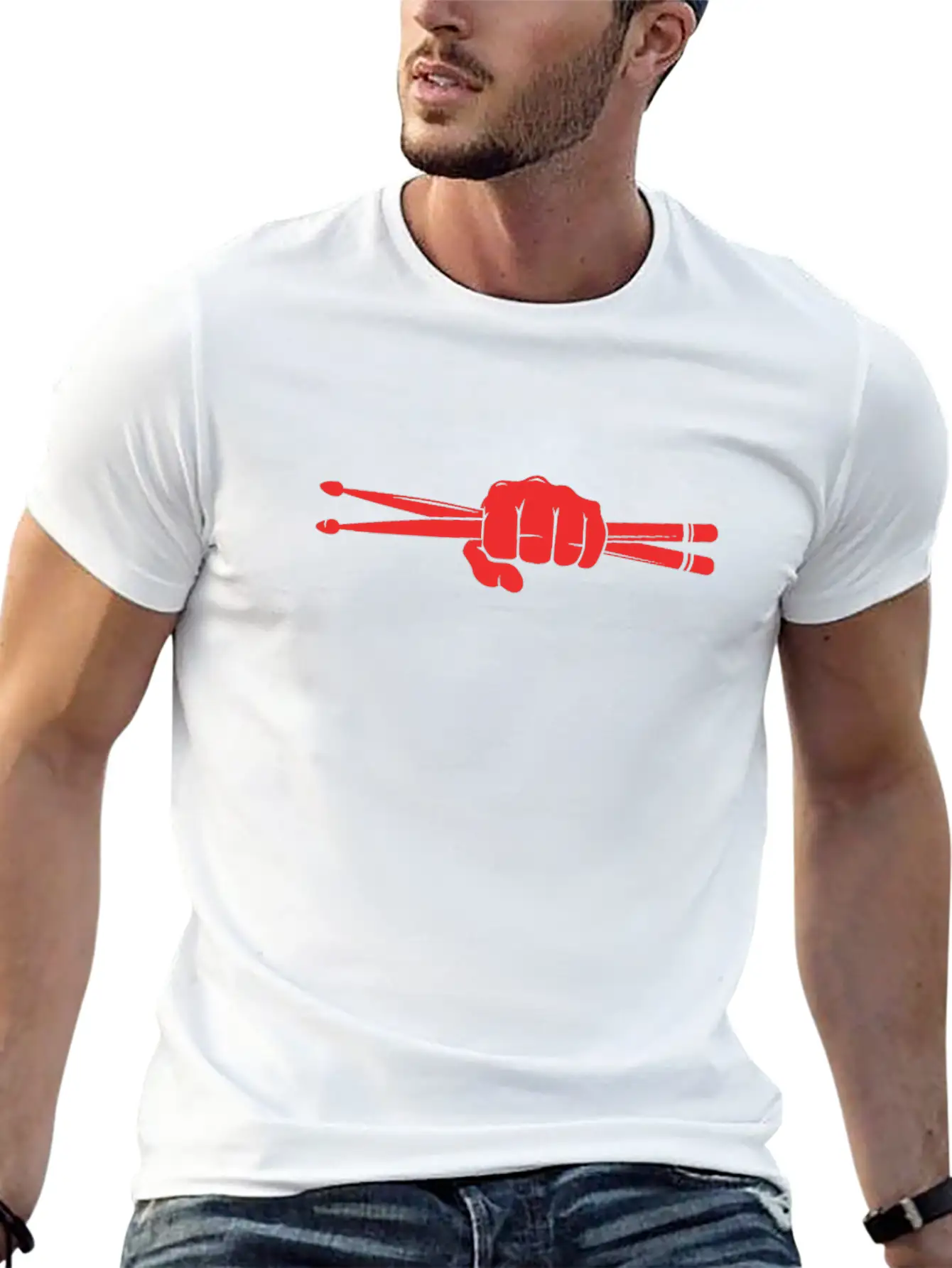 Drummer Fist Drumsticks Unisex Casual T-Shirt – Clean Design For Daily Comfort