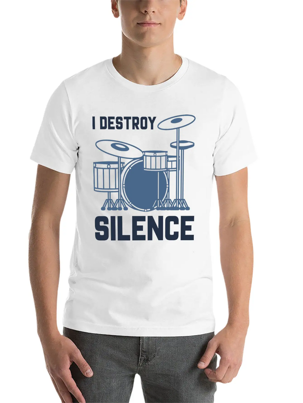 Drummer I Destroy Silence Essential Cotton Tee For Daily Outfits – Unisex Style