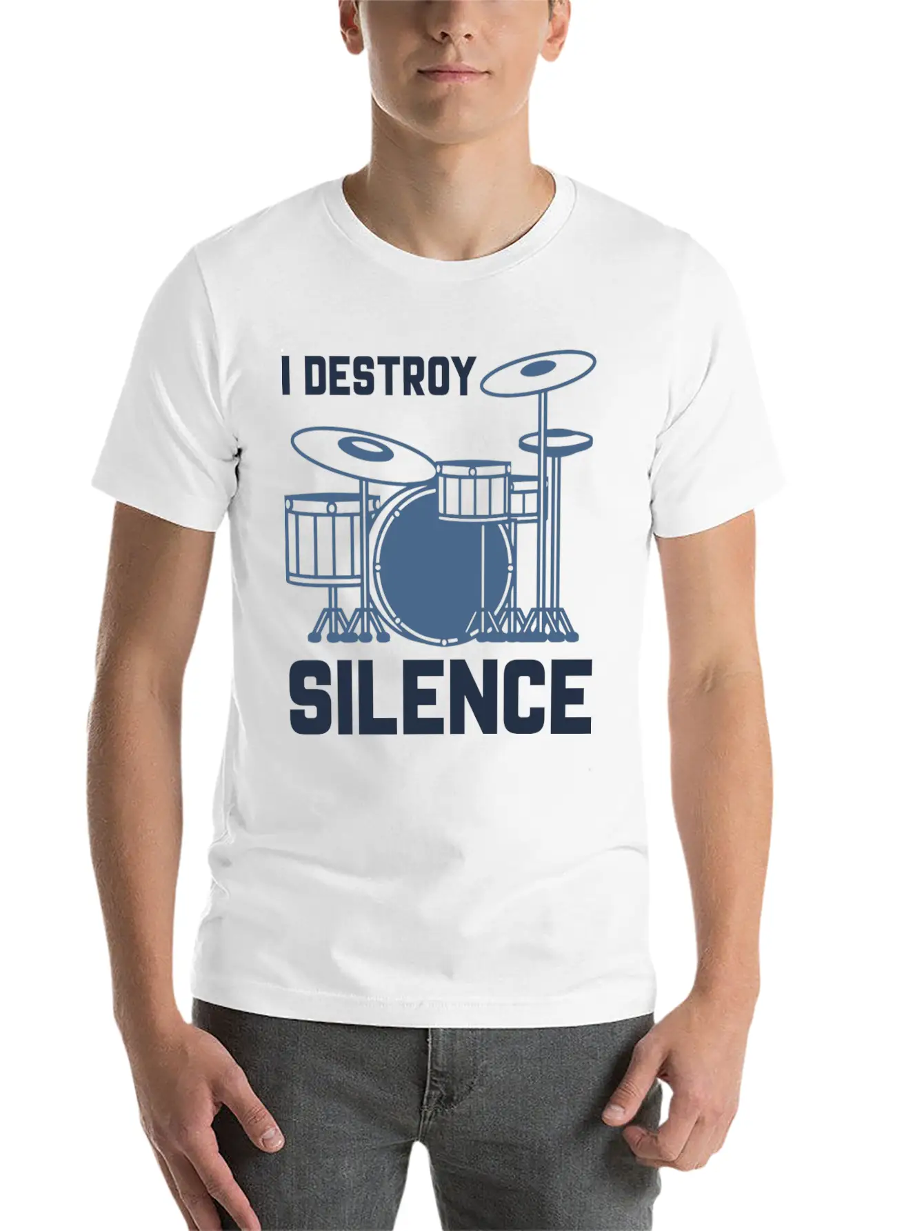 Drummer I Destroy Silence Essential Cotton Tee For Daily Outfits – Unisex Style