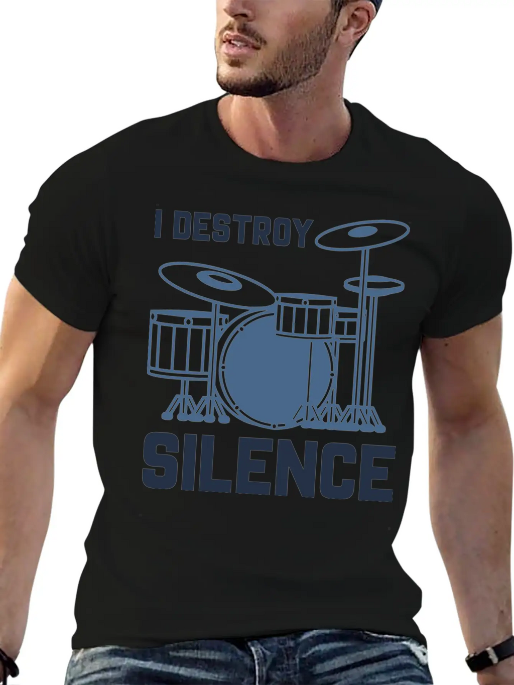 Drummer I Destroy Silence Essential Cotton Tee For Daily Outfits – Unisex Style