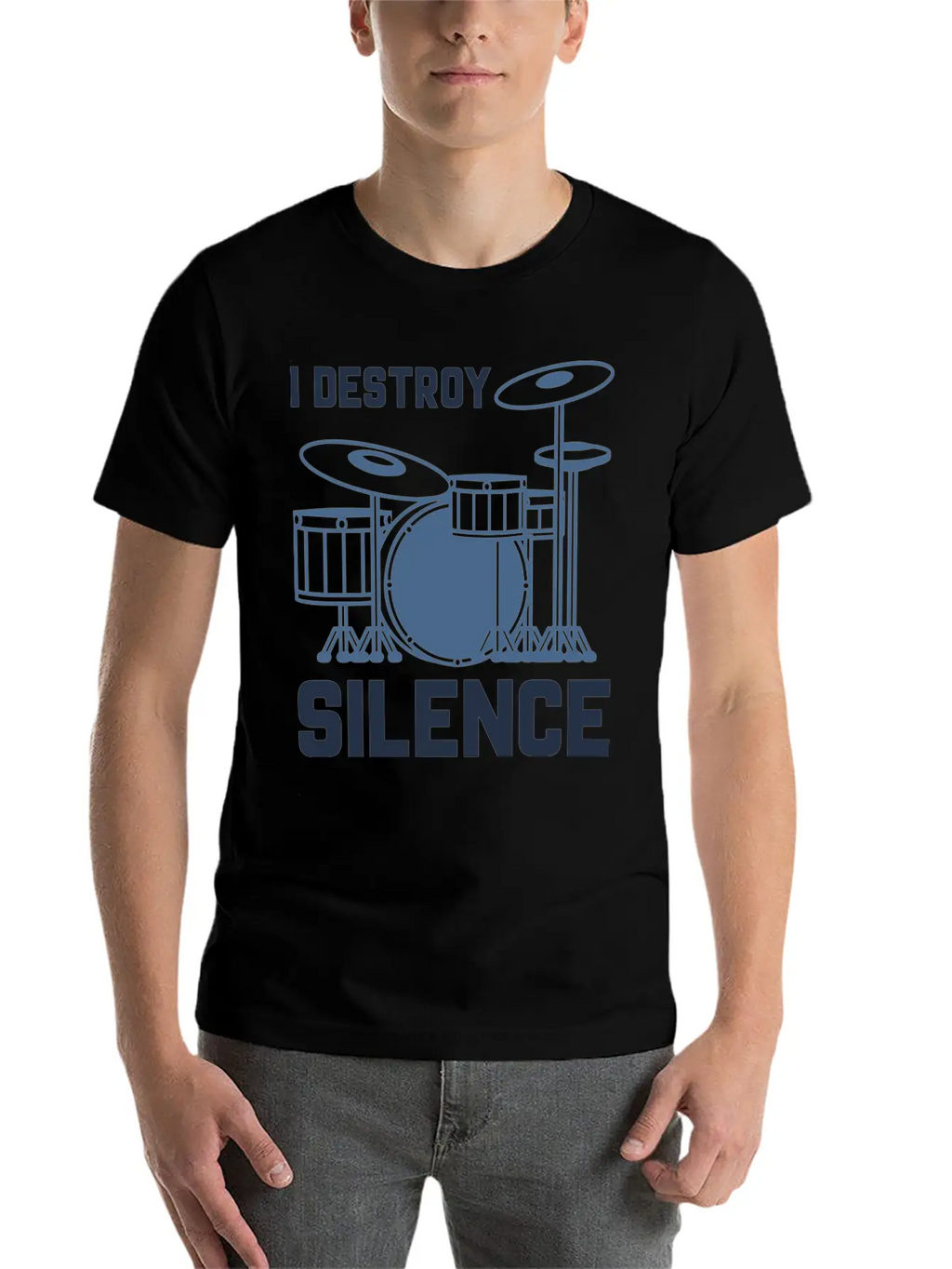 Drummer I Destroy Silence Essential Cotton Tee For Daily Outfits – Unisex Style