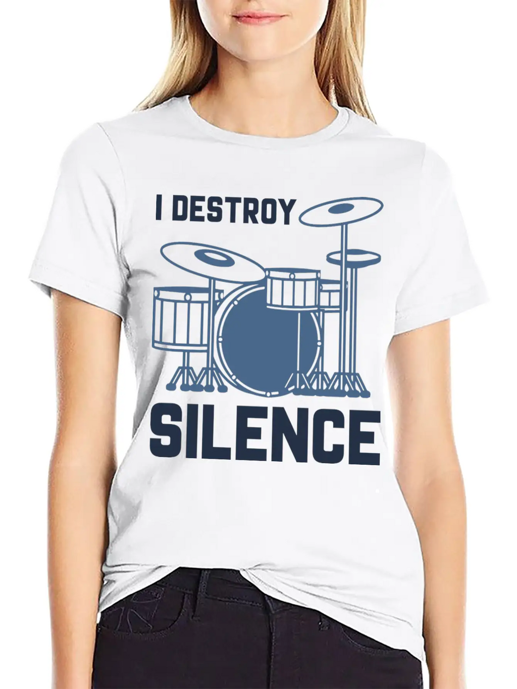 Drummer I Destroy Silence Essential Cotton Tee For Daily Outfits – Unisex Style