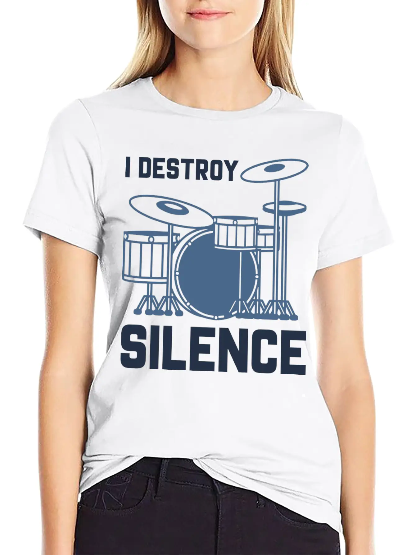 Drummer I Destroy Silence Essential Cotton Tee For Daily Outfits – Unisex Style