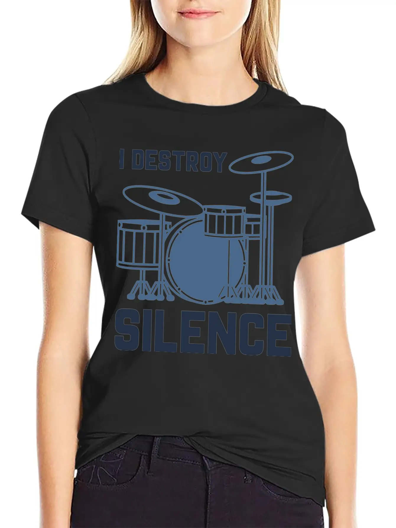 Drummer I Destroy Silence Essential Cotton Tee For Daily Outfits – Unisex Style