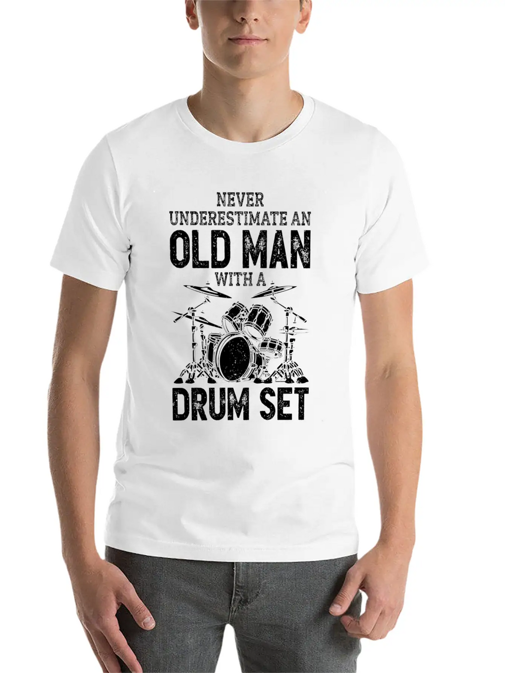 Drummer Never Underestimate An Old With A Drum Set Casual Graphic T-Shirt – Simple And Comfortable Daily Wear