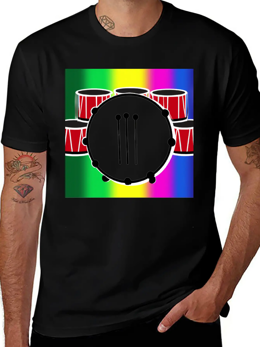 Drumming And The Rainbow Unisex Casual T-Shirt – Clean Design For Daily Comfort