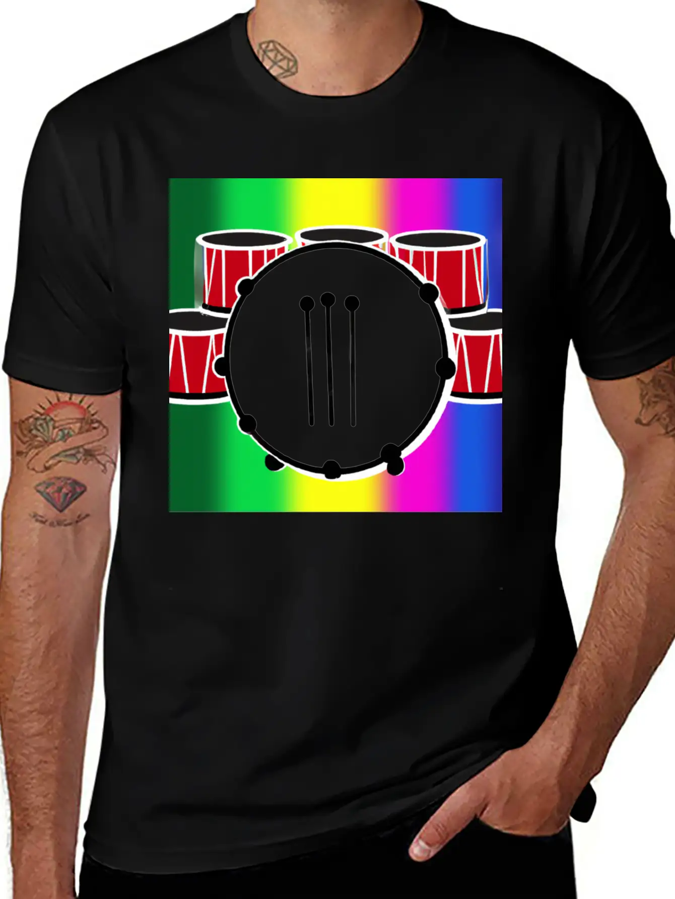 Drumming And The Rainbow Unisex Casual T-Shirt – Clean Design For Daily Comfort