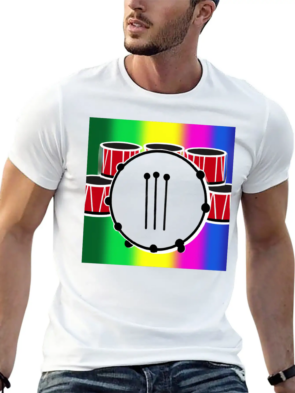 Drumming And The Rainbow Unisex Casual T-Shirt – Clean Design For Daily Comfort
