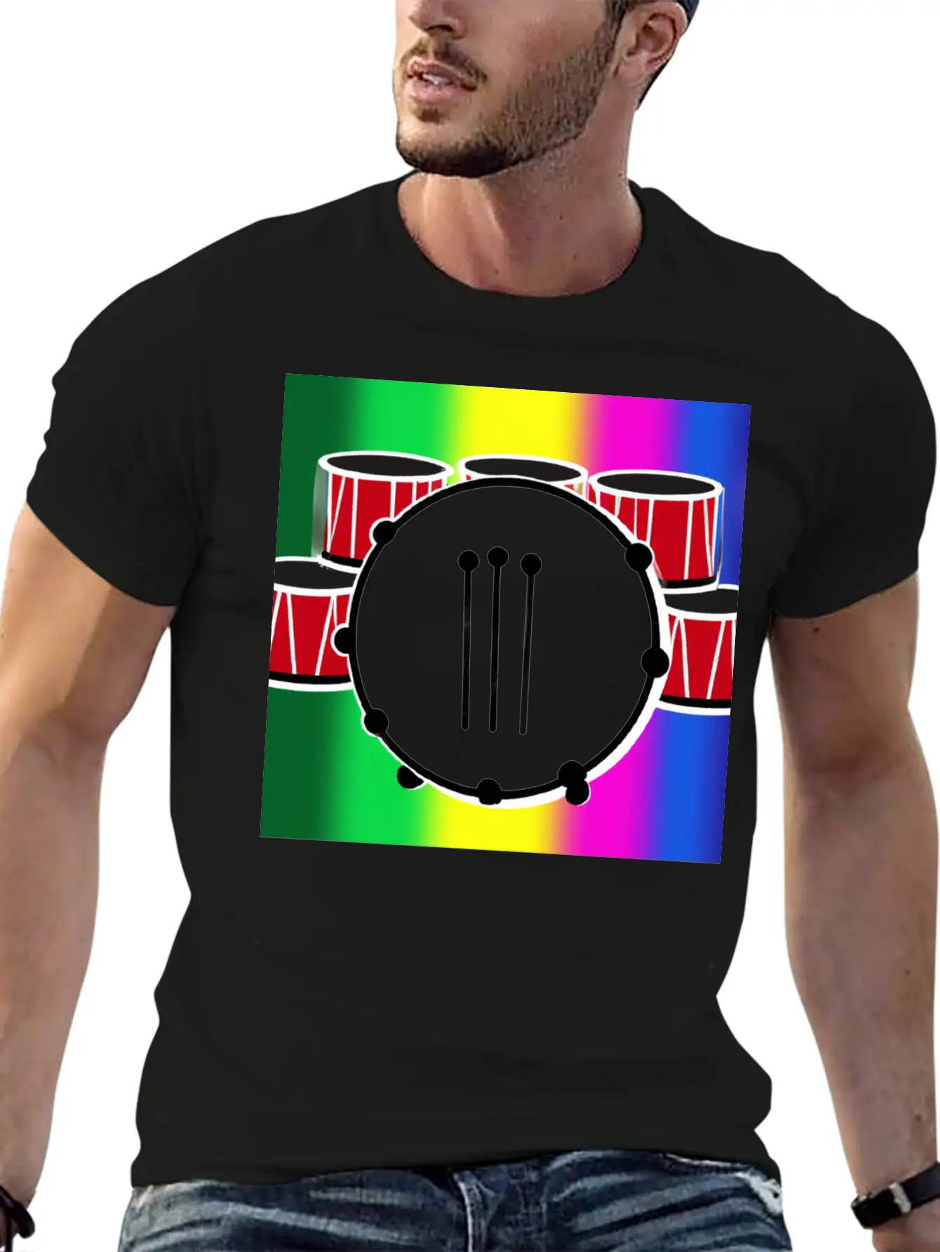Drumming And The Rainbow Unisex Casual T-Shirt – Clean Design For Daily Comfort