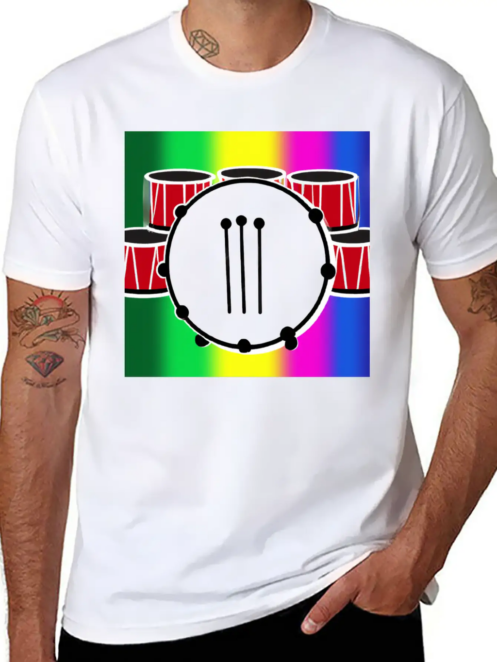 Drumming And The Rainbow Unisex Casual T-Shirt – Clean Design For Daily Comfort