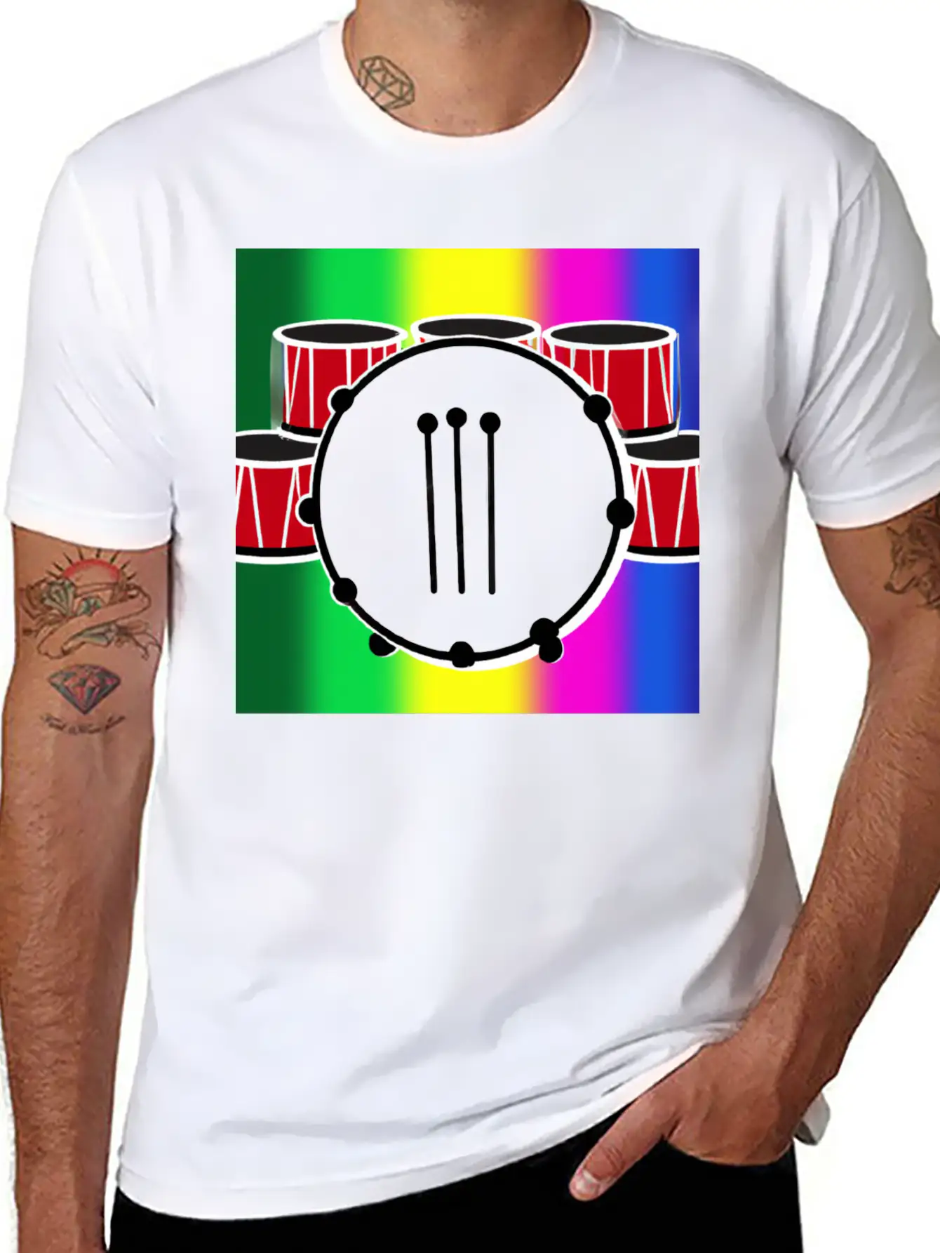 Drumming And The Rainbow Unisex Casual T-Shirt – Clean Design For Daily Comfort