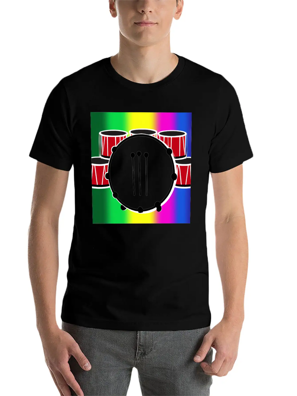 Drumming And The Rainbow Unisex Casual T-Shirt – Clean Design For Daily Comfort