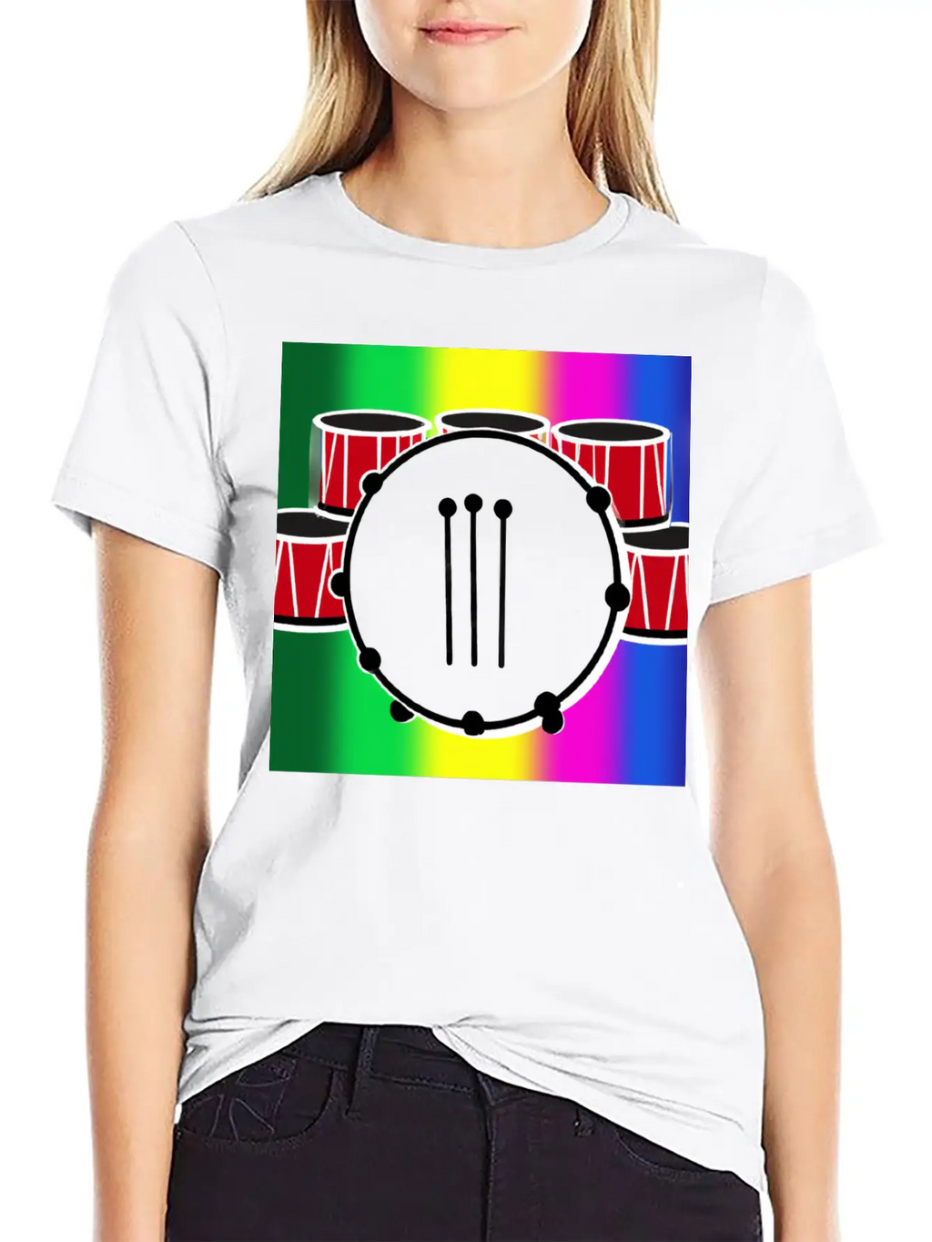 Drumming And The Rainbow Unisex Casual T-Shirt – Clean Design For Daily Comfort