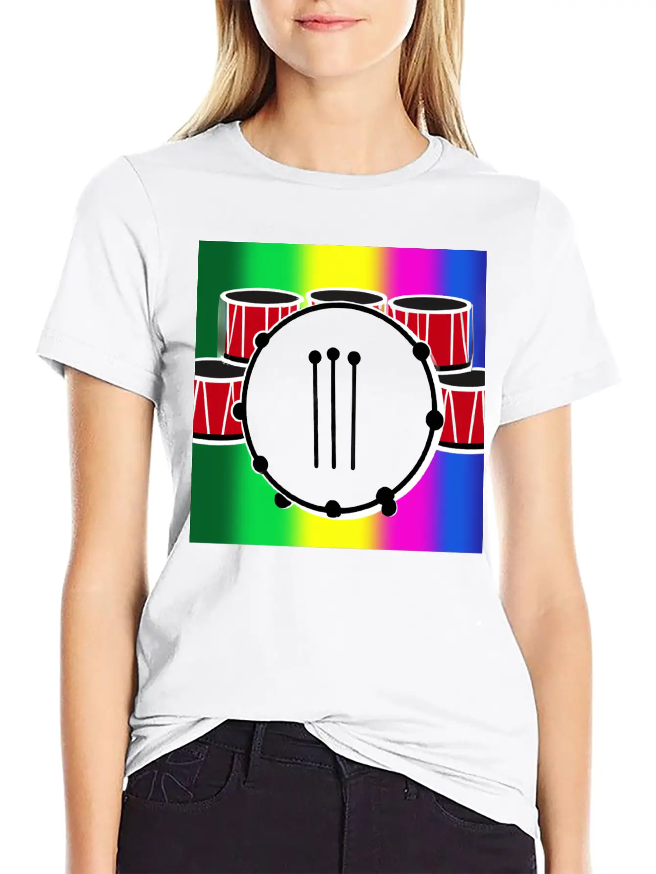 Drumming And The Rainbow Unisex Casual T-Shirt – Clean Design For Daily Comfort