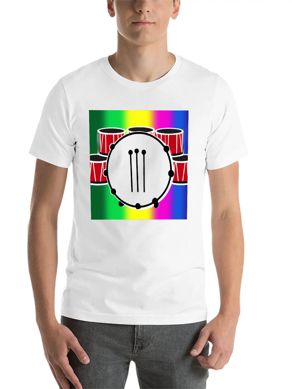 Drumming And The Rainbow Unisex Casual T-Shirt – Clean Design For Daily Comfort