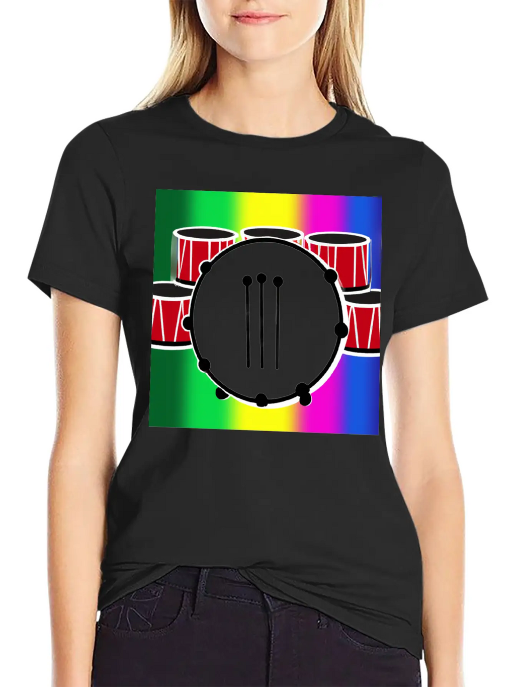 Drumming And The Rainbow Unisex Casual T-Shirt – Clean Design For Daily Comfort