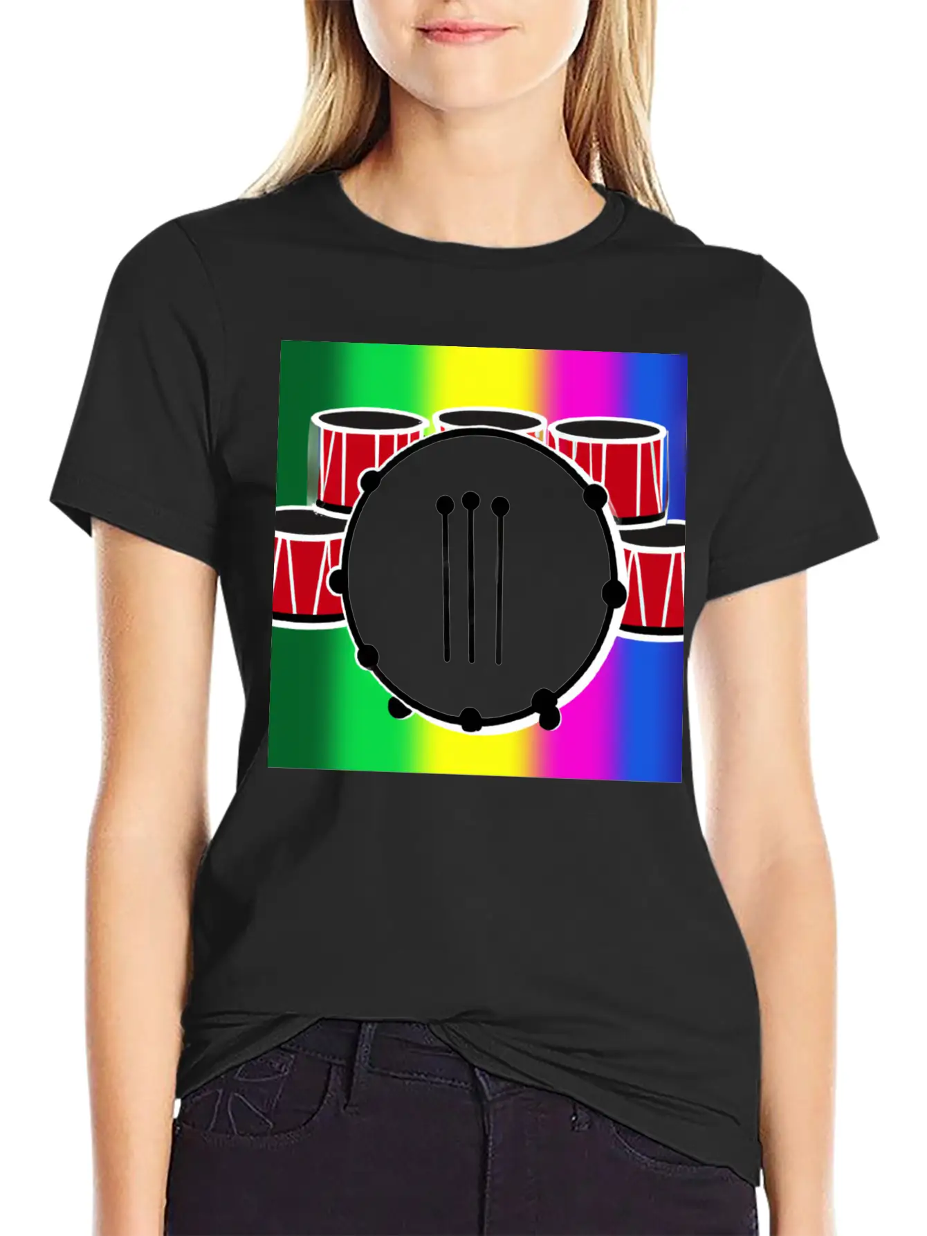 Drumming And The Rainbow Unisex Casual T-Shirt – Clean Design For Daily Comfort