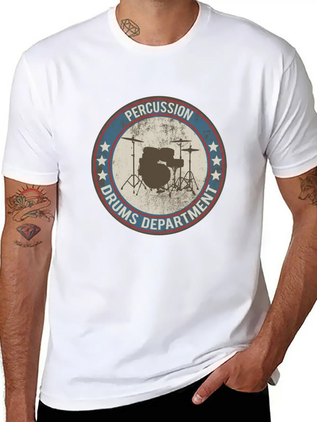 Drums Drums Unisex Short Sleeve Soft Cotton T-Shirt – Casual Everyday Wear
